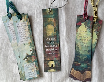 Custom Handcrafted Bookmarks with Motivational Quotes for Book Lovers