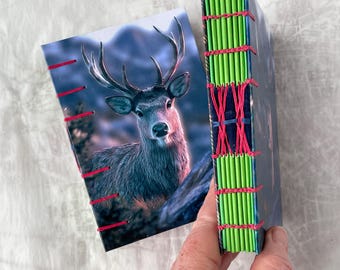 Handmade Highland Stag Sketchbook with Decorative Coptic Binding
