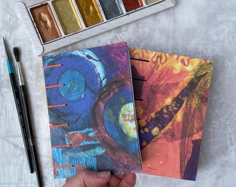 Abstract Journal or Sketchbook in Yellow or Blue