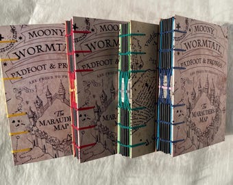 Marauder's Map Journal: Handmade Coptic Binding Sketchbook