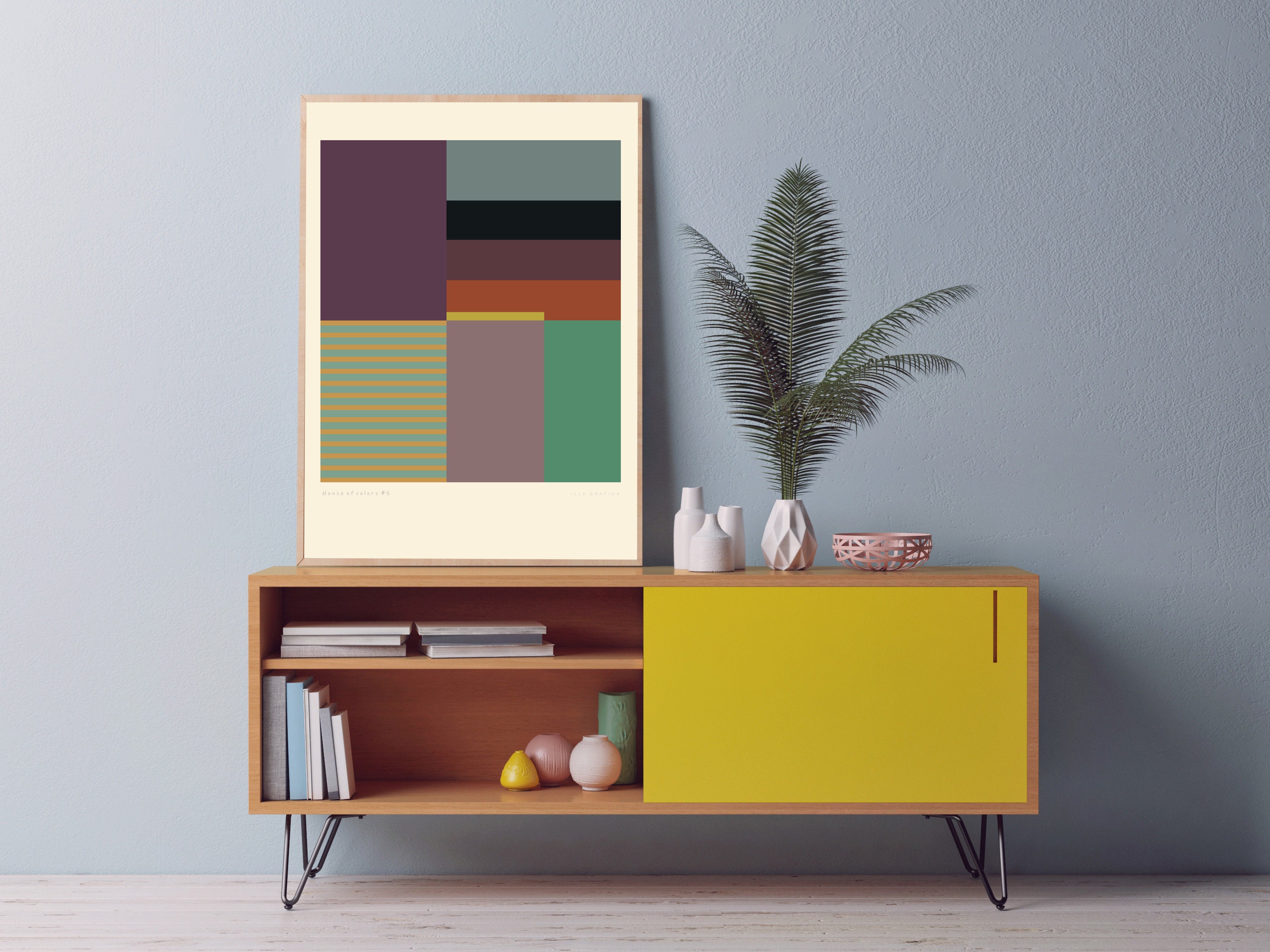 Gallery Wall Set of 3 Prints House of Colors, Retro Graphic Design Art ...