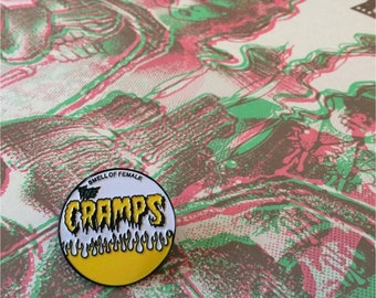 The Cramps SMELL OF FEMALE Pin Badge Garage Punk Lux Interior Psychobilly Goth