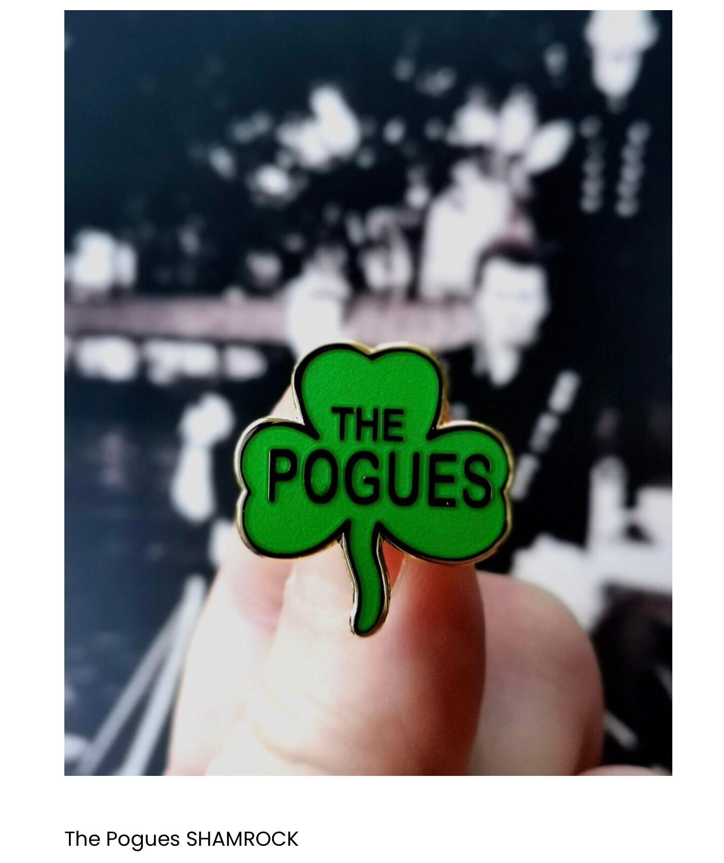 The Pogues Shamrock Pin Badge Irish Celtic Punk Rock Shane Macgowan