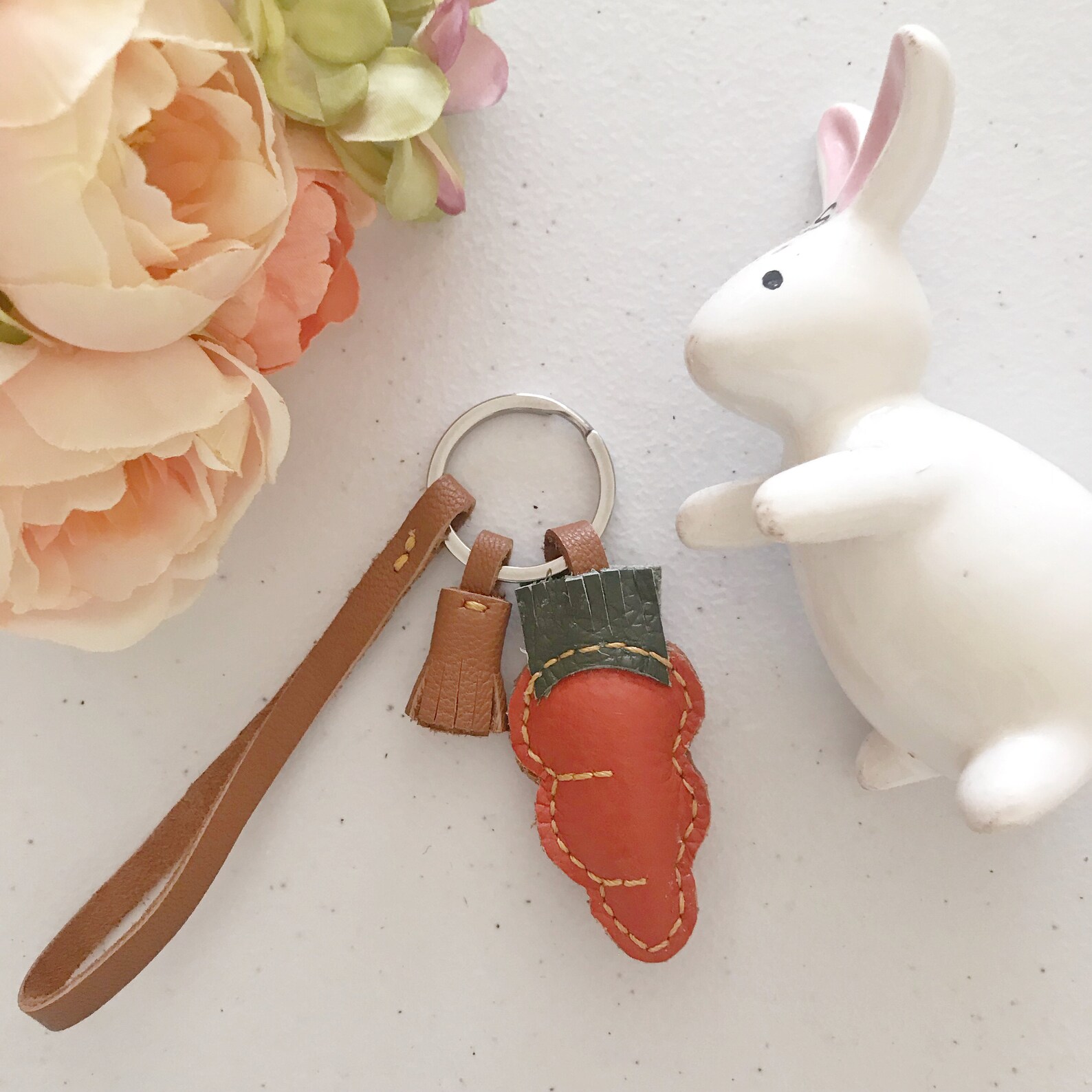 Handmade leather rabbit bag charm / key chain Etsy