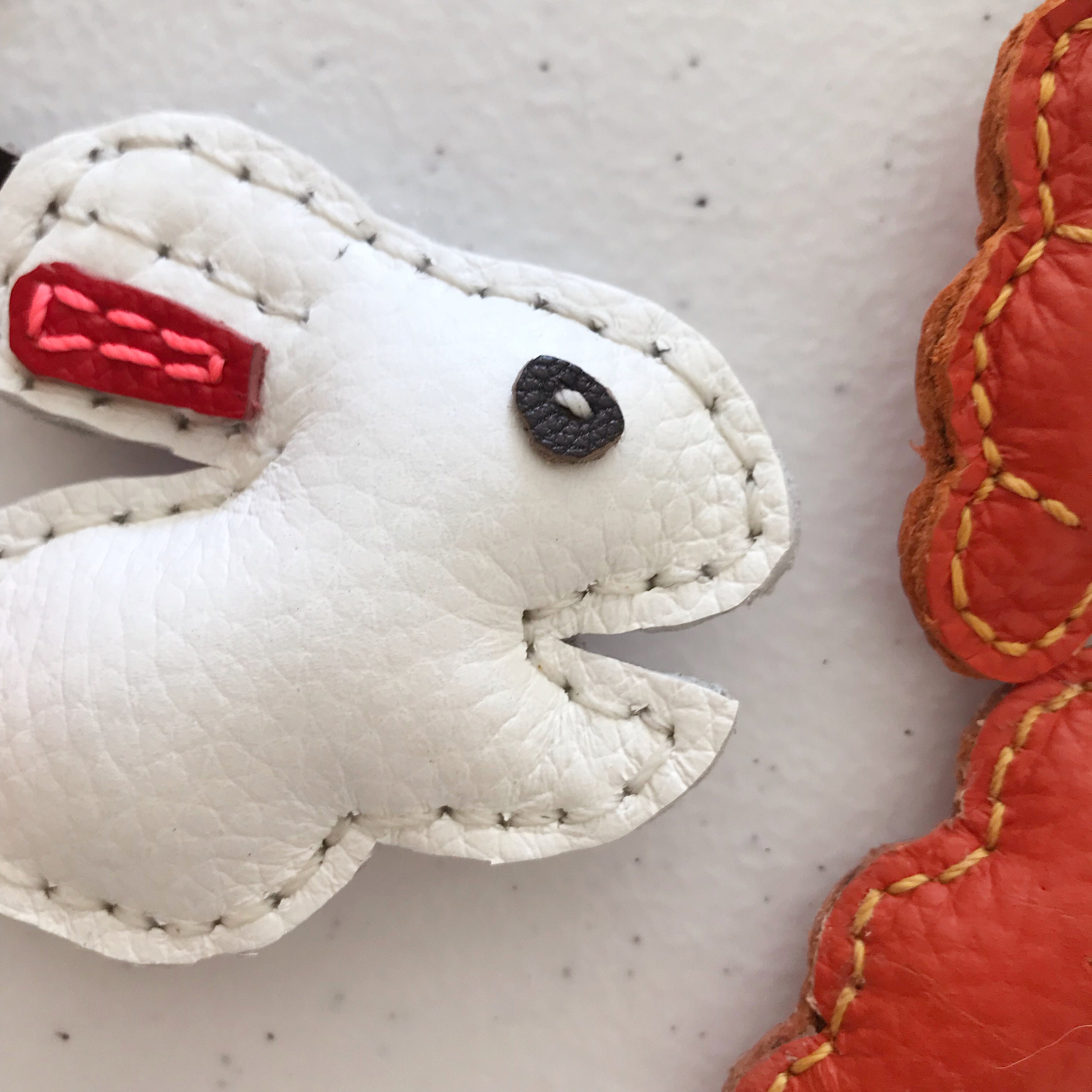 Handmade leather rabbit bag charm / key chain Etsy