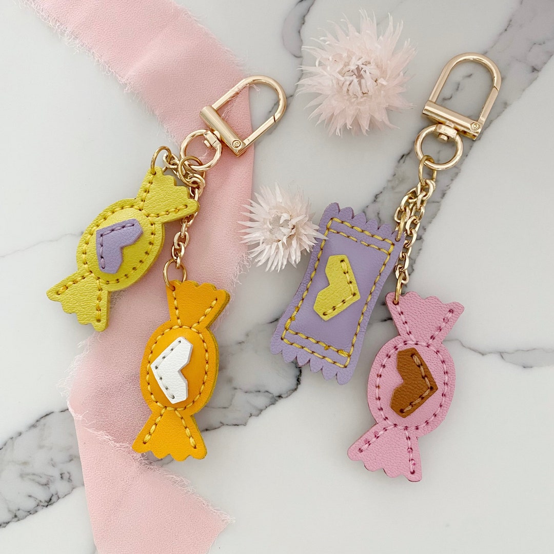 Handmade Candy Leather Bag Charm Candy Keychain Candy Etsy