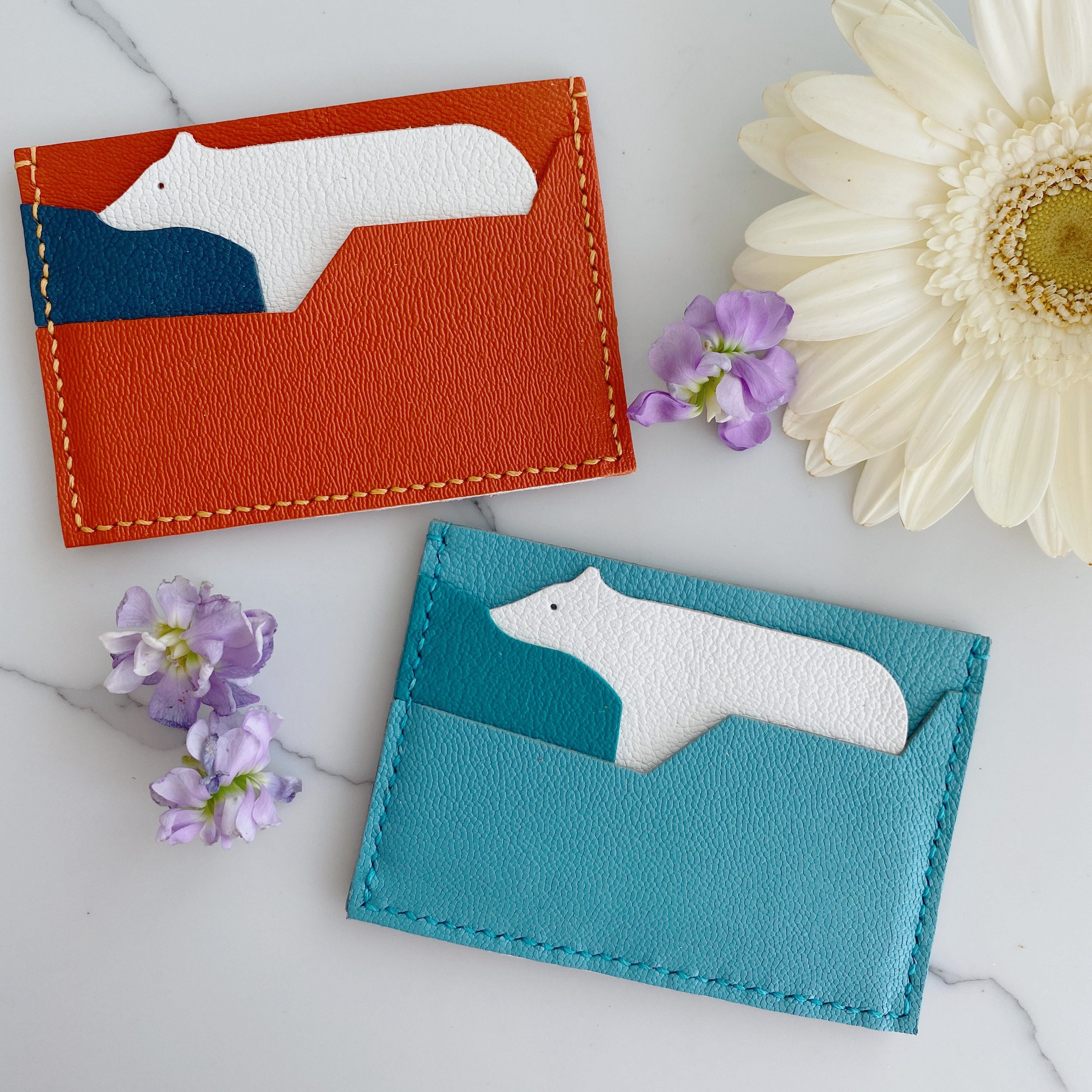 Handmade Leather Polar Bear Card Case Handmade Leather Polar -  UK