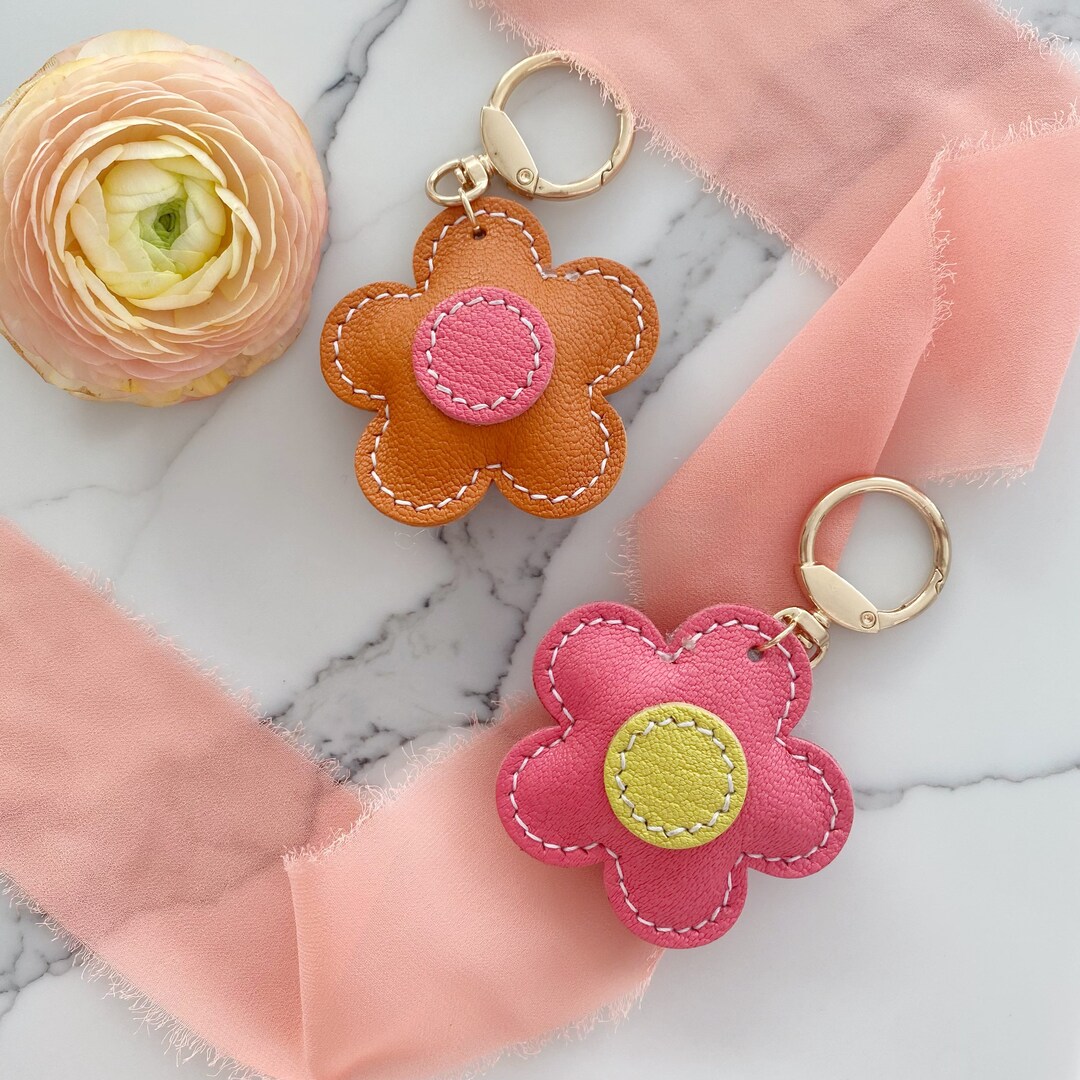 Handmade Flower Leather Bag Charm Leather Flower Bag Charm Etsy