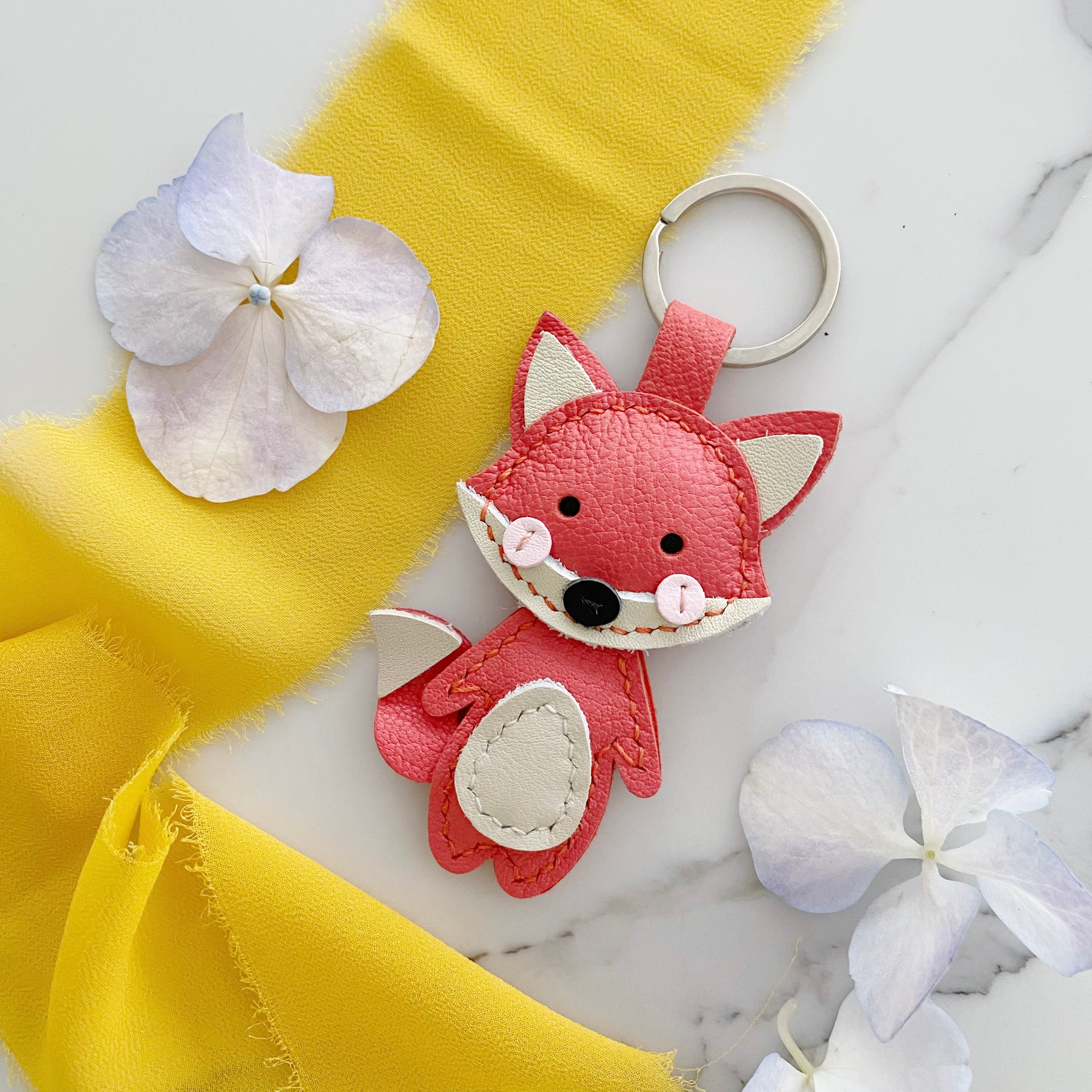 Handmade Fox Keychain Fox Bag Charm Leather Fox Keychain Etsy