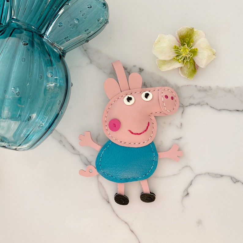 Handmade Leather Peppa Pig Keychain Peppa Pig Bag Charm Etsy