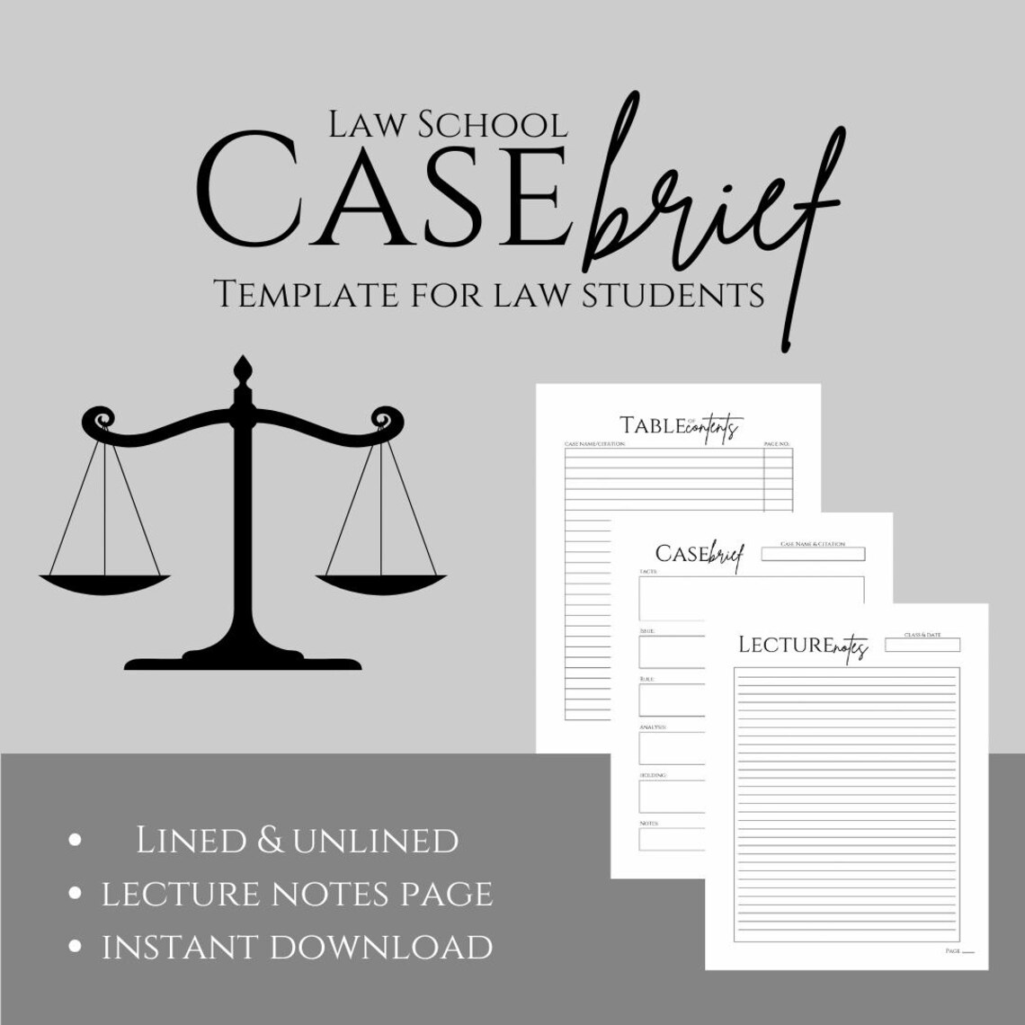 Law School Case Brief Template Law School Notebook Law School
