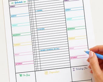Perpetual Daily Planner Printable | Prioritized Task List | Undated Schedule, Meals & Goals | Get Things Done | Productivity Planner PDF