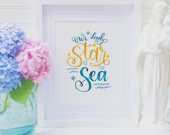 Stellamaris Watercolor Art Print | Our Lady Star of the Sea (Digital Download)