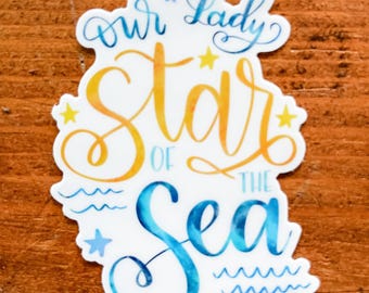 Stellamaris Sticker: Our Lady Star of the Sea, Catholic Mary Art, Hand-Lettered