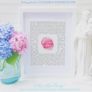 St Therese of Lisieux Quote PRINTABLE My Vocation is Love Watercolor Saint Catholic Wall Art Print Catholic Decor Home Gift Little Flower