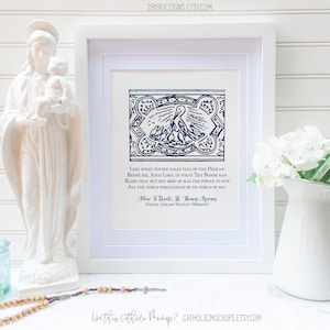 DRUCKBAR Aquinas Heiliger Zitat Blut von Jesus Christus Pelikan in ihrer Frömmigkeit Eucharistie Adoro Te Devote Aquarell Kunstdruck Blau Katholik
