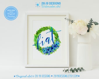 Fiat (Arte católico) Lucas 1:38 El Fiat de María Decoración católica Impresión católica Que se haga en mí según tu palabra Santísima Virgen María