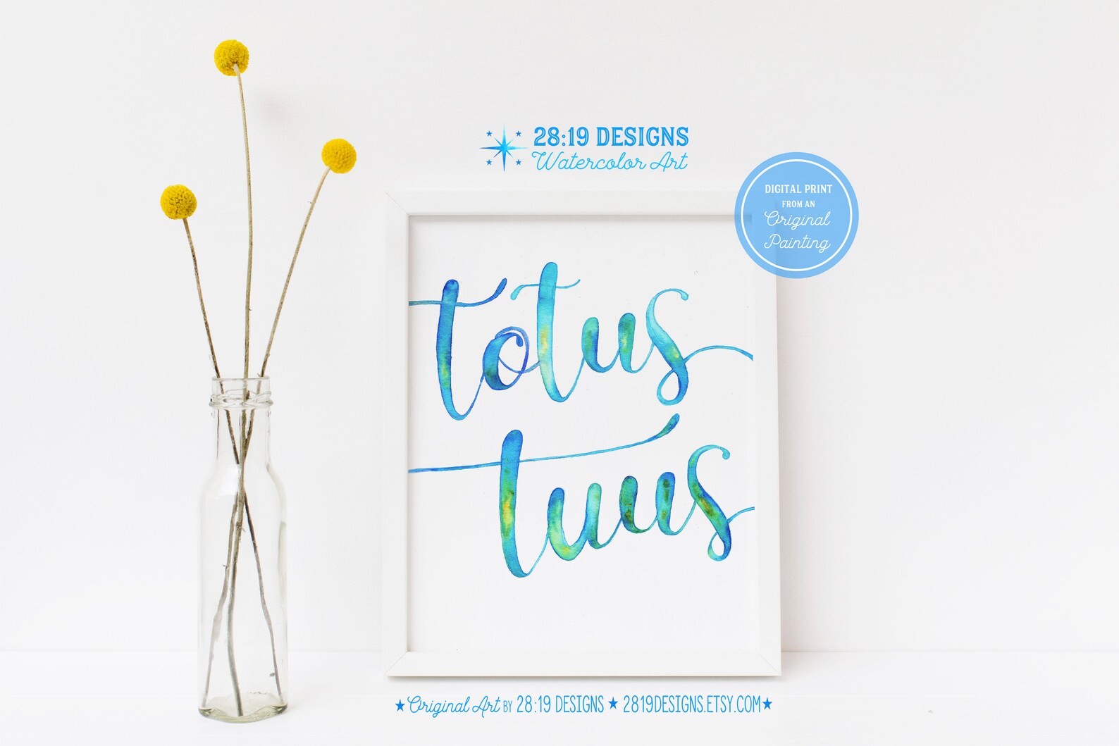 Totus Tuus Printable Wall Art BLUE Watercolor Totally Yours St. Pope ...