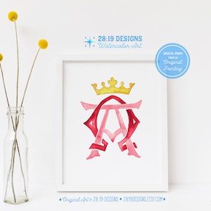 PINK RED Alpha Omega Symbol Jesus Christ Emblem Revelation 22 13 Print Symbol Watercolor Art Print Gold Christian Catholic King Home Altar