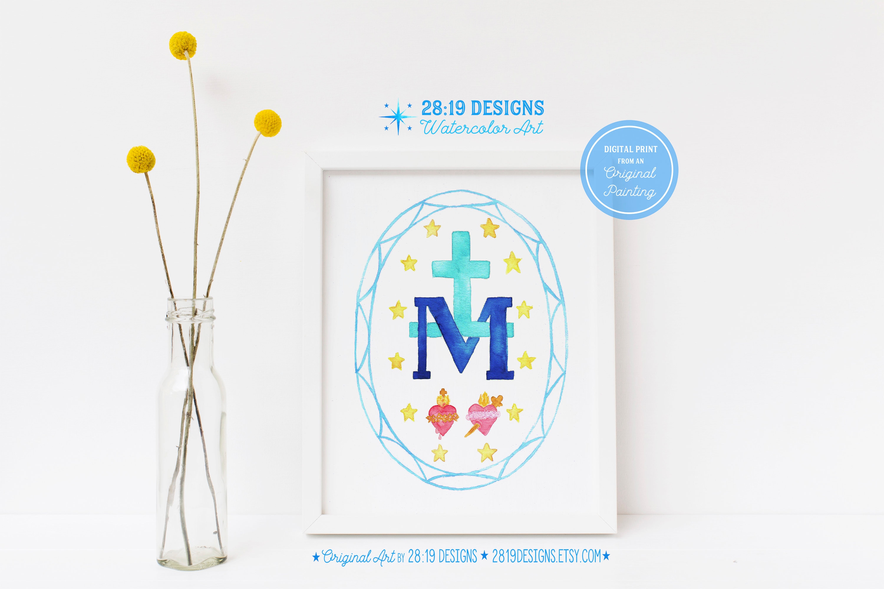 Miraculous Medal Art Digital Print Catholic Gift Virgin Mary Our Lady ...