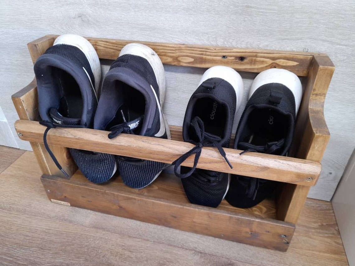 Handmade Rustic Wall Mounted Wooden Shoe Rack Tidy. Made From Etsy