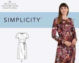 Simplicity Paper Sewing Pattern Long Sleeve Dress Pattern, Straight Dress Pattern, Simplicity Sewing Pattern 9173
