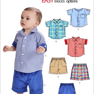 Sewing Pattern Toddler Boy Pants and Button Shirt Pattern, Baby Boy Shorts and Shirt Pattern, McCall's Sewing Pattern 6016