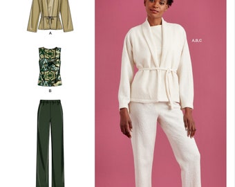 Sewing Pattern Women's Elastic Waist Pants Pattern, Knit Top and Jacket Pattern, Simplicity Sewing Pattern 9383