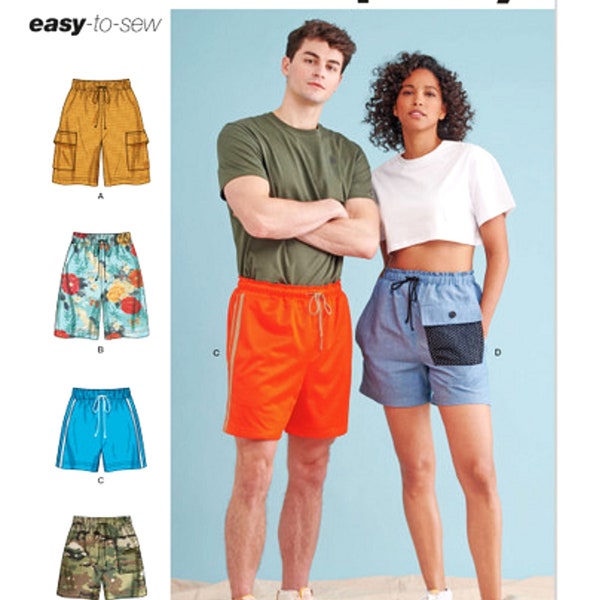 Sewing Pattern Unisex Shorts Pattern, Shorts with Pockets Pattern, Drawstring Waist Shorts Pattern, Simplicity Sewing Pattern 9795