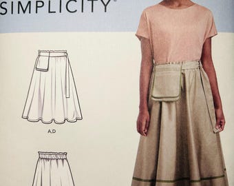 Sewing Pattern Womens Circle Skirt Pattern, Misses Elastic Waist Skirt Pattern, Easy Skirt Pattern, Simplicity Sewing Pattern 9144