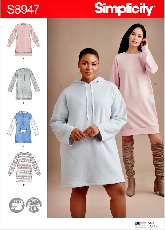 Simplicity Sewing Pattern Hooded Tunic Pattern, Sweatshirt