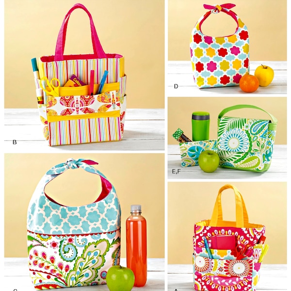 Sewing Pattern for Cloth Lunch Bags Pattern, Snack Bag Pattern, Art Caddie Pattern, Simplicity Sewing Pattern 1385