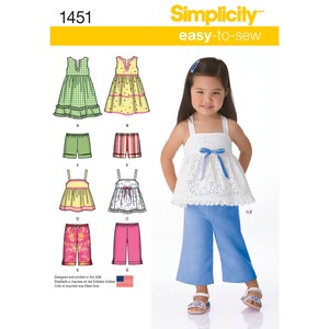Simplicity Sewing Patterns Child&#39;s Halter Top Pattern, Shorts and Crop Pants Pattern, Summer Dress Pattern, Simplicity Sewing Pattern 1451