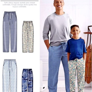 Sewing Pattern Boys' and Men's Slim Fit Lounge Pants Pattern, Daddy and ...