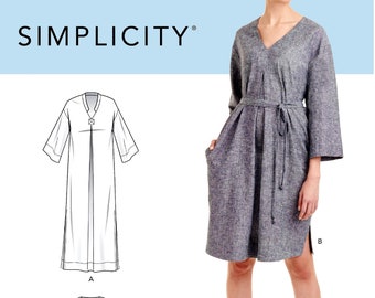 Sewing Pattern Women's Caftan Pattern, Loose Fit Tunic Top Pattern, V-neck Dress Pattern, Simplicity Sewing Pattern 9139