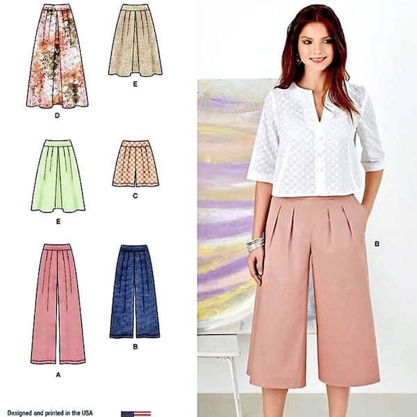 Sewing Pattern Women's Wide Leg Pants Pattern, Culottes Pattern, Skirt Pattern, Wide Leg Shorts Pattern, Simplicity Sewing Pattern 8092
