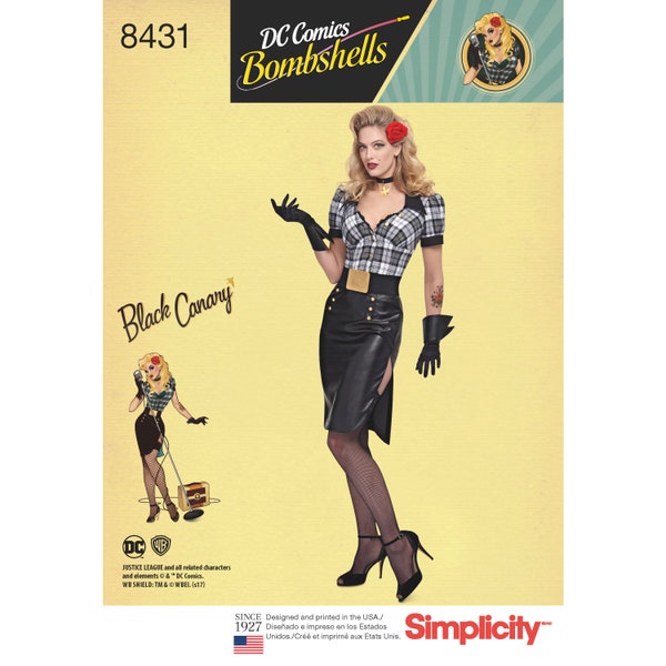 Sewing Patterns Black Canary Costume Pattern, DC Comics Bombshell Pin-Up Black Canary Pattern, Simplicity Sewing Pattern 8431