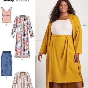 Sewing Pattern Women&#39;s Easy Skirt Pattern, Skirt, Knit Top and Cardigan Pattern, Simplicity Sewing Pattern 9717
