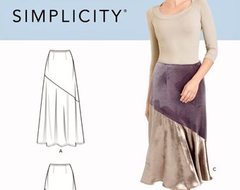 Sewing Women's Skirt Pattern, Fit and Flare Skirt Pattern, Side Zip Skirt Pattern, Simplicity Sewing Pattern 9179
