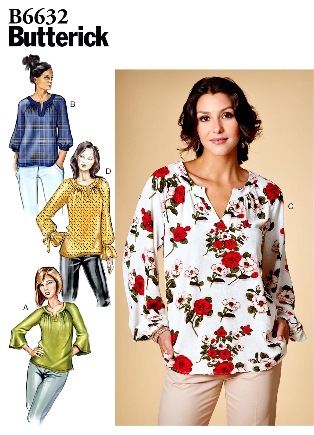 Sewing Pattern Women's Loose Fit Tops Pattern, Easy Blouse Pattern ...