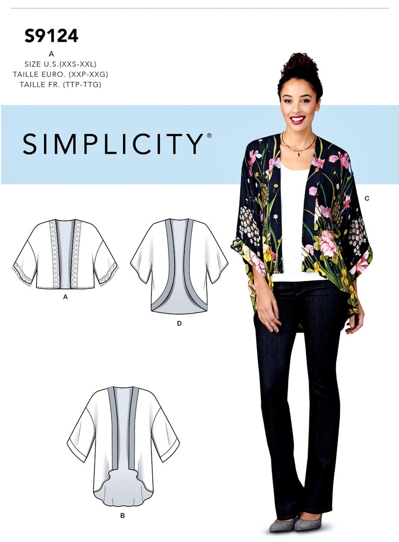 Sewing Pattern Kimono Jacket Pattern Open Front Loose Fit | Etsy