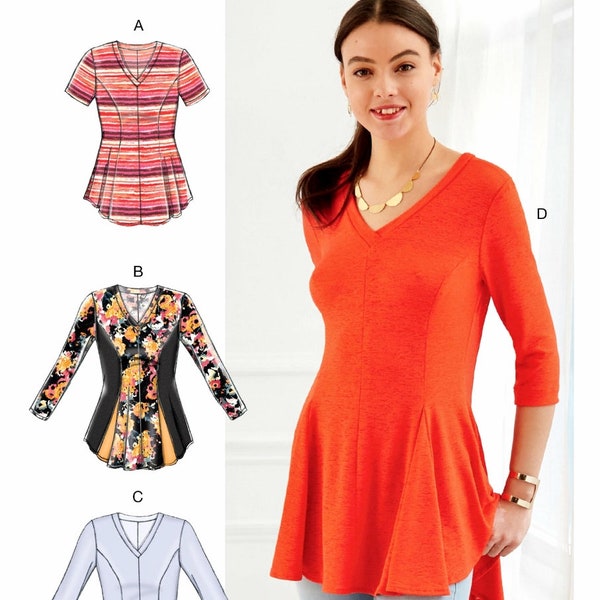 Sewing Pattern Women's Pullover Tops Pattern,  Long Sleeve Tops Pattern, Peplum Top Pattern, McCall's Sewing Pattern 7782