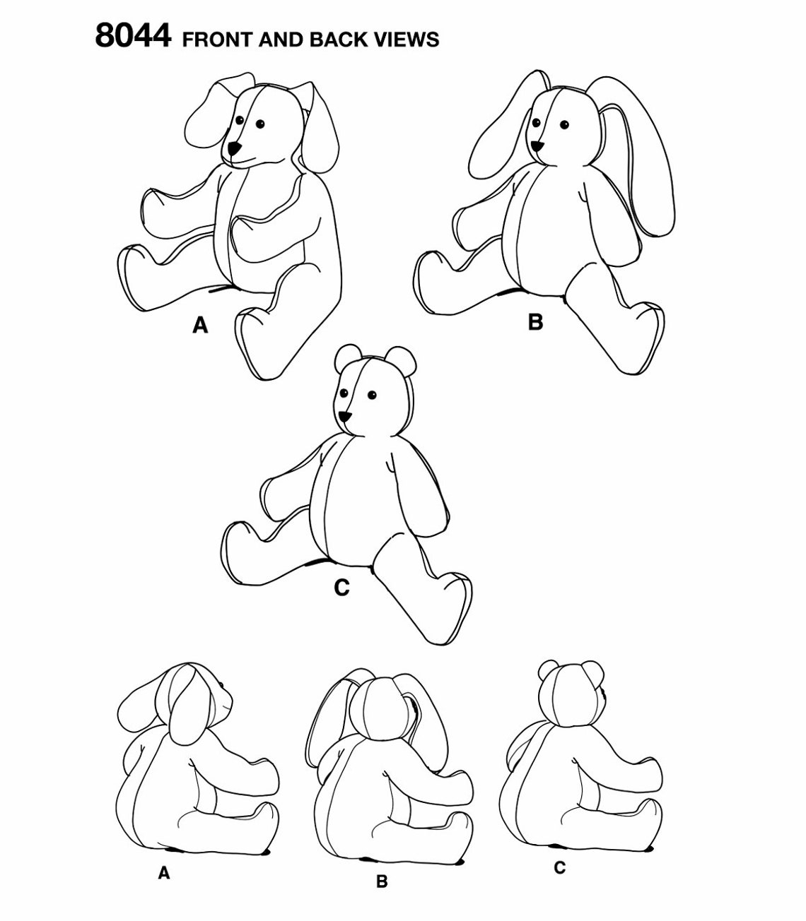 Sewing Pattern Easy Stuffed Animals Pattern 2 Piece Stuffed Etsy