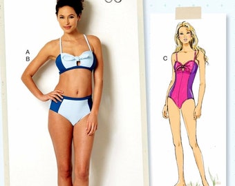 Sewing Pattern Women's Two Piece Swimsuit Pattern, One Piece Swimsuit Pattern, Butterick Sewing Pattern 6358