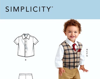 Sewing Pattern Toddler Boy's Sunday Suit Pattern, Infants' Lined Vest and Pants Pattern, Simplicity Sewing Pattern 9194
