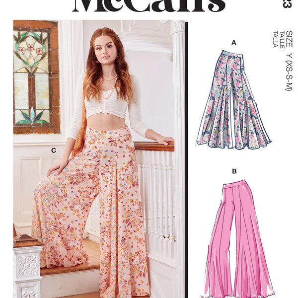 Sewing Pattern Women's Wide Leg Pants Pattern, Zipper Waist Palazzo Pants Pattern,  McCall's Sewing Pattern 8223