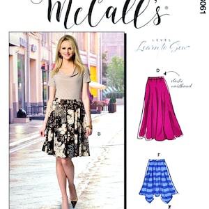 Sewing Pattern Easy Skirt Pattern, Learn to Sew, Knit Skirt Pattern, Elastic Waist Skirt Pattern, McCall's Sewing Pattern 8061