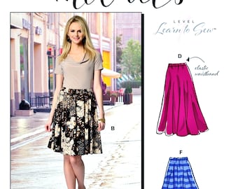 Sewing Pattern Easy Skirt Pattern, Learn to Sew, Knit Skirt Pattern, Elastic Waist Skirt Pattern, McCall's Sewing Pattern 8061