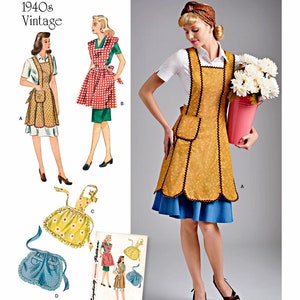 Sewing Pattern Womens Apron Pattern, Retro 1940's Apron Pattern, Vintage Apron Pattern, Bib Apron Pattern, Simplicity Sewing Pattern 8571