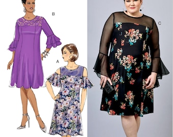 Sewing Pattern Women's Dress Pattern, Long Sleeve Dress Pattern, Peekaboo Sleeve Dress Pattern, Butterick Sewing Pattern 6588